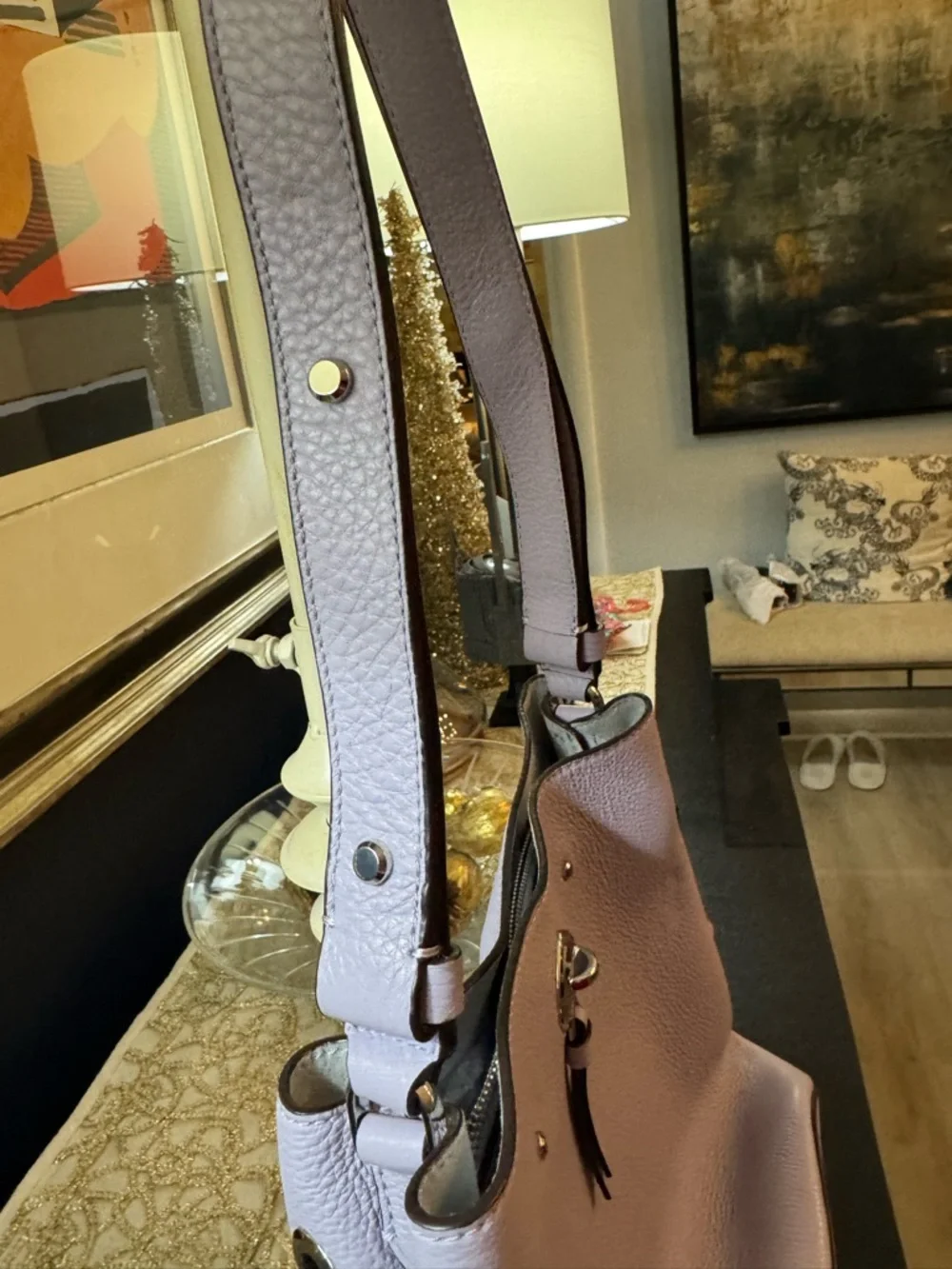 kate spade lavender pebbled leather shoulder bag - Picture 6 of 12